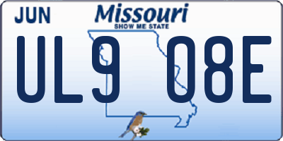 MO license plate UL9O8E