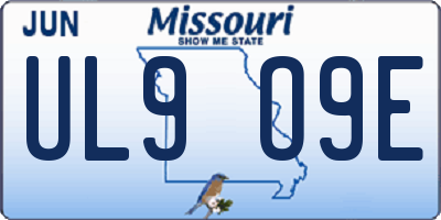 MO license plate UL9O9E