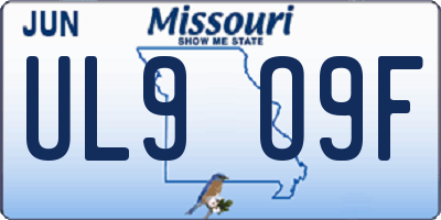 MO license plate UL9O9F