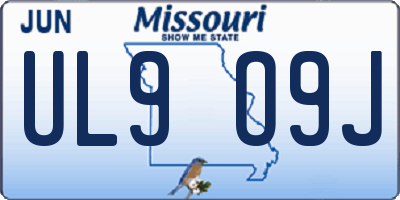 MO license plate UL9O9J