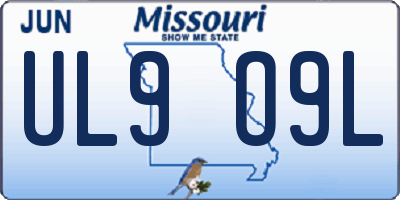 MO license plate UL9O9L