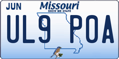 MO license plate UL9P0A