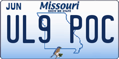 MO license plate UL9P0C