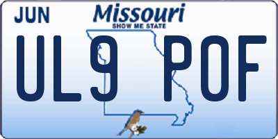 MO license plate UL9P0F