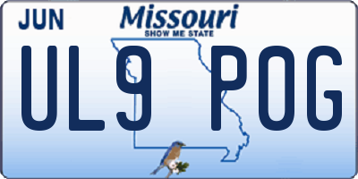 MO license plate UL9P0G