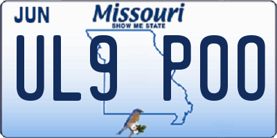 MO license plate UL9P0O