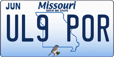 MO license plate UL9P0R