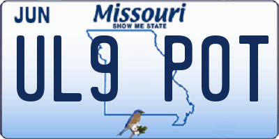 MO license plate UL9P0T