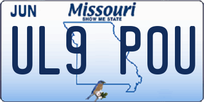 MO license plate UL9P0U