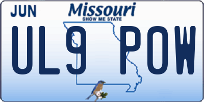MO license plate UL9P0W