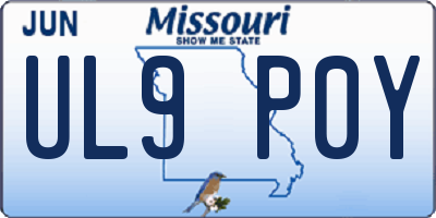 MO license plate UL9P0Y