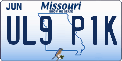 MO license plate UL9P1K