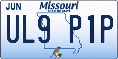 MO license plate UL9P1P