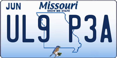 MO license plate UL9P3A