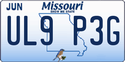 MO license plate UL9P3G