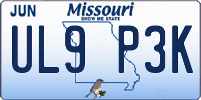 MO license plate UL9P3K
