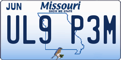 MO license plate UL9P3M