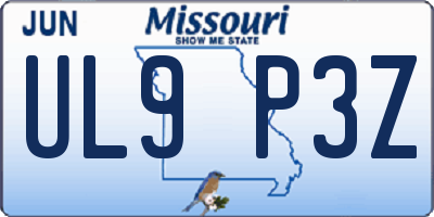 MO license plate UL9P3Z