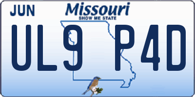 MO license plate UL9P4D