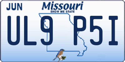 MO license plate UL9P5I