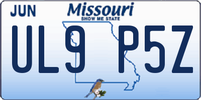 MO license plate UL9P5Z