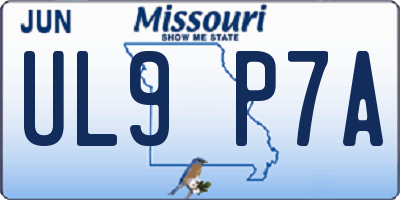 MO license plate UL9P7A