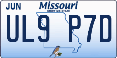 MO license plate UL9P7D