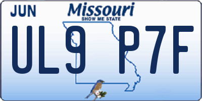 MO license plate UL9P7F