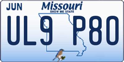 MO license plate UL9P8O