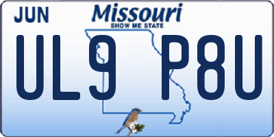 MO license plate UL9P8U