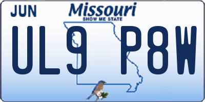 MO license plate UL9P8W