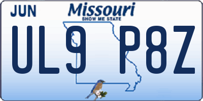MO license plate UL9P8Z