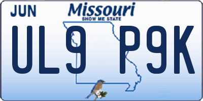 MO license plate UL9P9K