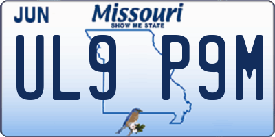 MO license plate UL9P9M