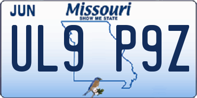 MO license plate UL9P9Z