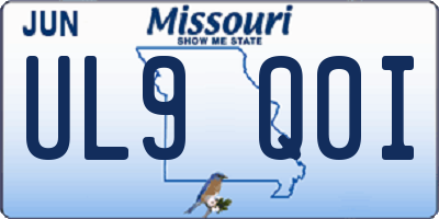 MO license plate UL9Q0I