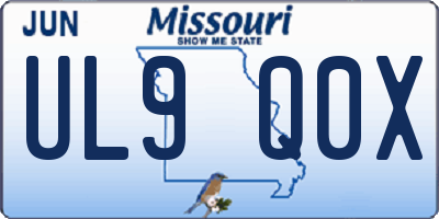 MO license plate UL9Q0X