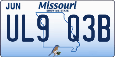 MO license plate UL9Q3B
