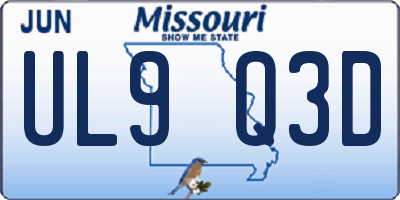 MO license plate UL9Q3D