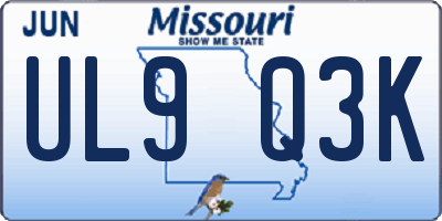 MO license plate UL9Q3K