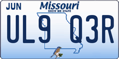 MO license plate UL9Q3R