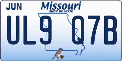 MO license plate UL9Q7B