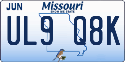 MO license plate UL9Q8K