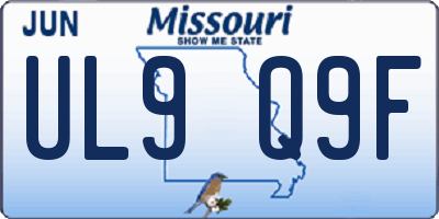 MO license plate UL9Q9F