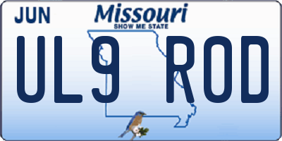MO license plate UL9R0D