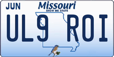 MO license plate UL9R0I