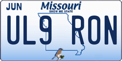 MO license plate UL9R0N