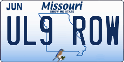 MO license plate UL9R0W