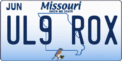 MO license plate UL9R0X