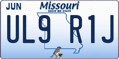 MO license plate UL9R1J
